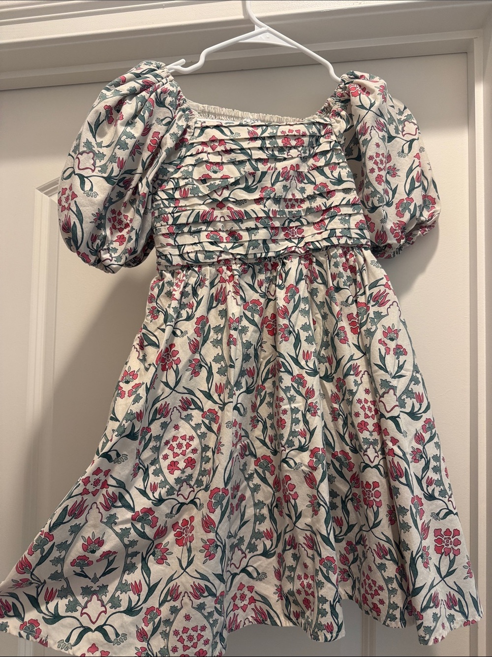 abercrombie kids Cream Dress with Pink & Green Floral Print